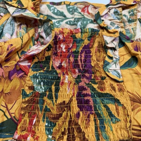 Rachel Zoe Linen Blend Tropical Crop Top Vacation White Lotus Feminine Colorful - Picture 7 of 9